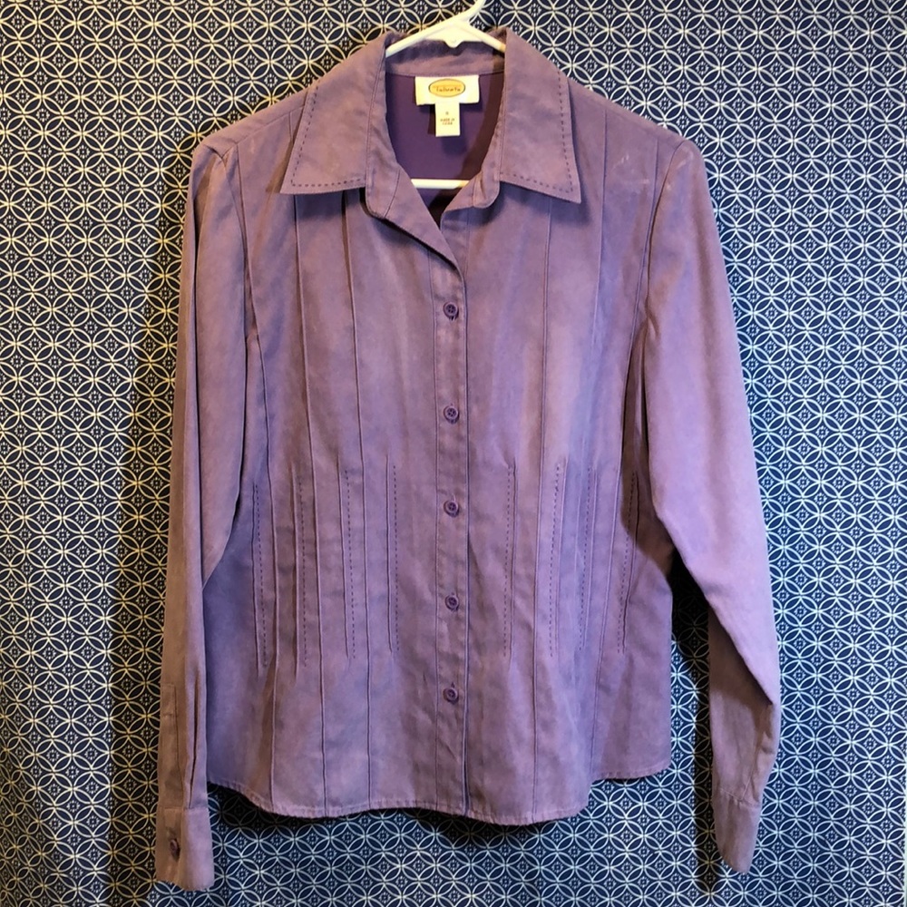 Lilac Talbots Ultrasuede Blouse with Stitching Details